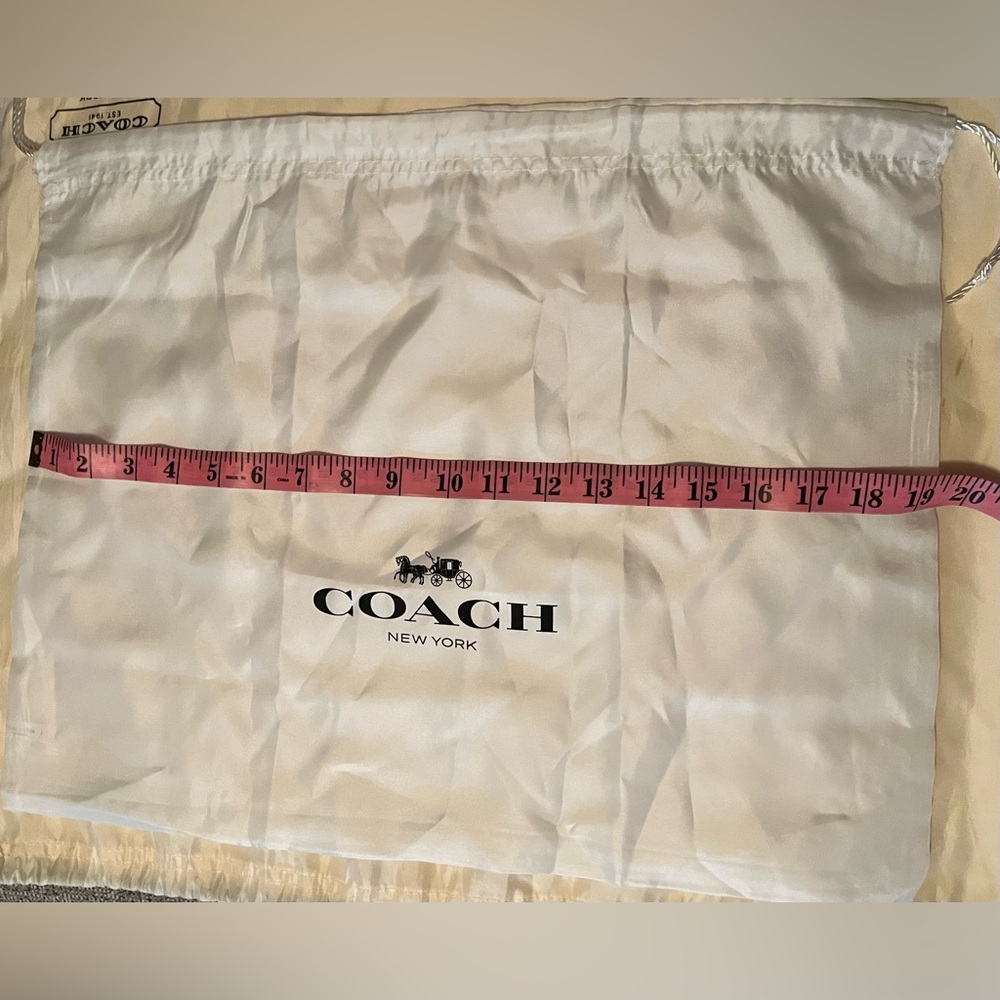 Coach Purse Drawstring Dustbag 20x24, 15x24 inches White Logo Carriage EST 1941 - Picture 12 of 12